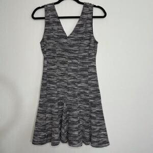 Banana Republic Gray Tweed Skater Dress Size 6 Fit & Flare Zip